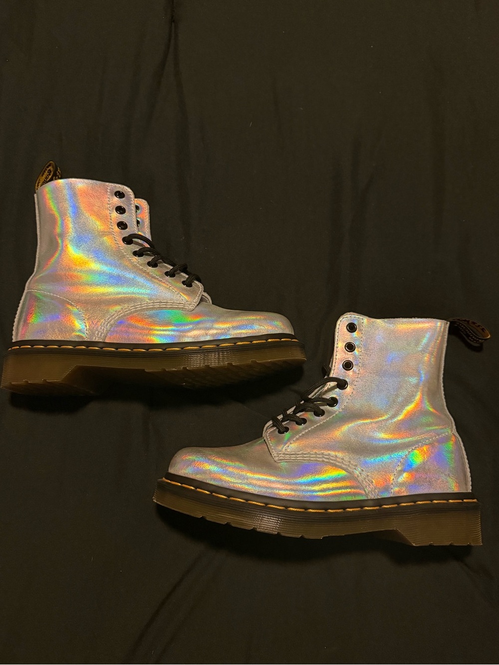Dr. Martens Iridescent Holographic Lace-Up Boots - Multicolor